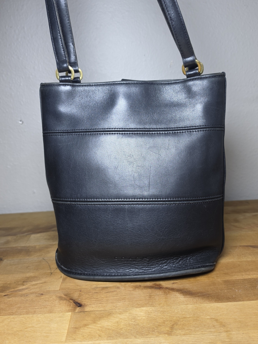 COACH Vintage Black Glove Tanned Leather Tribeca Bucket Bag 9099 USA OS​